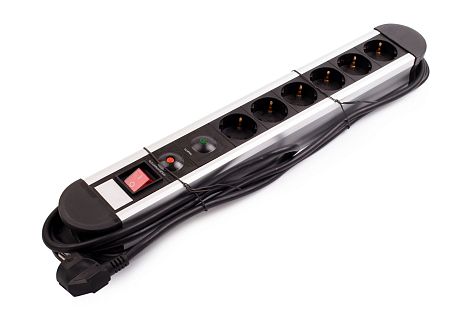 Блок розеток PDU TERACOM PRO 19" 1U 16А/250В 8 розеток Schuko с выключателем шнур длиной 2 м сечение 3x1,5 мм2 пластик